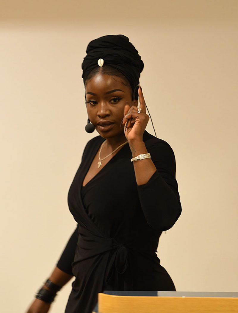 Lovette Jallow delivering a DEI workshop