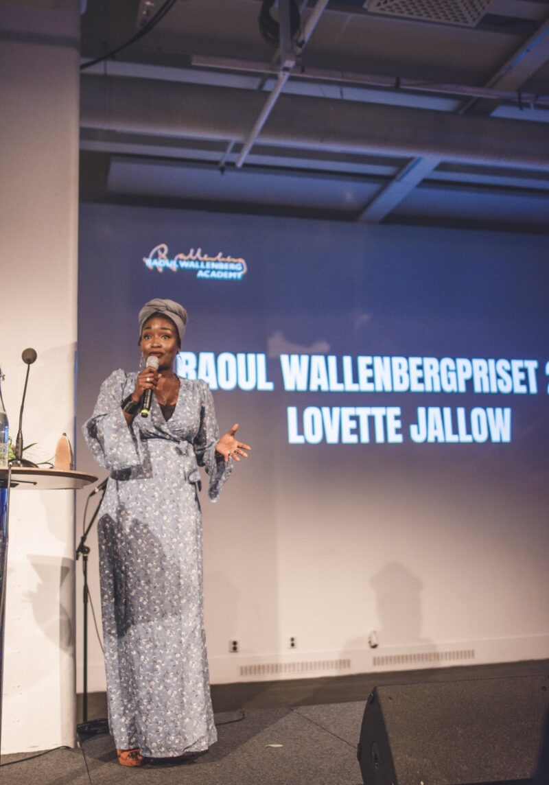 Lovette Jallow receiving the Raoul Wallenberg Award for her contributions to social justice